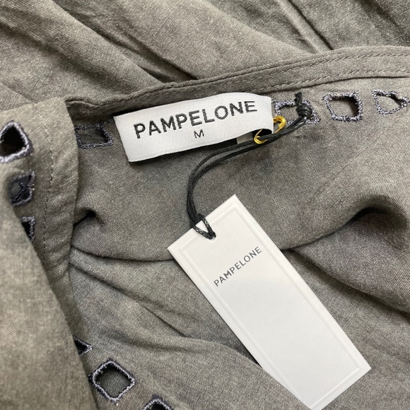 NWT Pampelone Iris Midi Dress Gray w/ Open Back / Embroidered Detail (Size M) - Picture 10 of 10